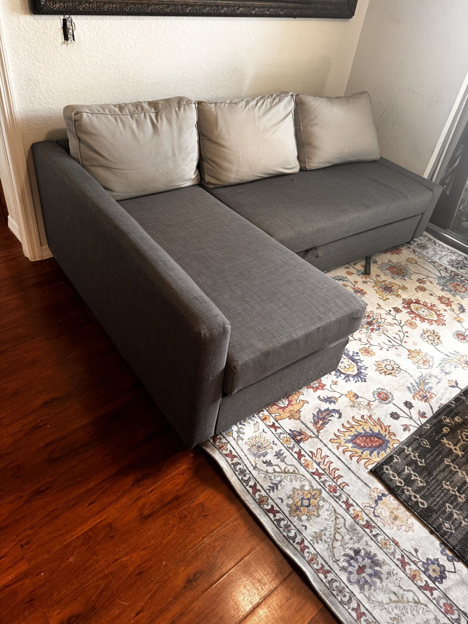 L Shaped IKEA Couch With Storage And Pull Out Bed