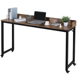 Dakera 70.8'' W Overbed Table with Wheels, Rolling Bed Desk, Writing Desk for Queen/Full Size Bed, MDF Panel + Metal Legs