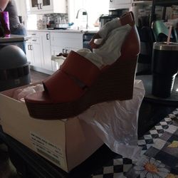 Justfab Cognac Wedge Size 8.5