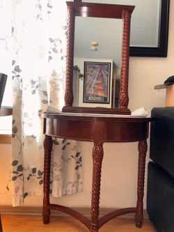 Amazing! vintage demilune console or entry table.