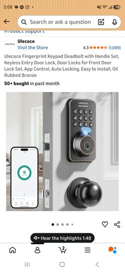 Brand new fingerprint keypad door lock set