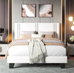 White velvet full size platform bedframe new