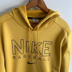 Men's  Large Nike Baseball Therma-Fit Yellow And Black Hooded Sweatshirt 