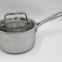 Pampered Chef 2 QT (1.9 L) Stainless Steel Sauce Pan Pot w/ Glass Lid