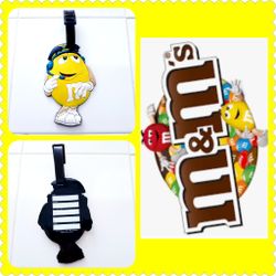 Cute yellow M& M Luggage tag