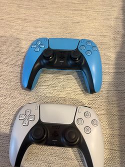 2 Sony PS5 DualSense Controllers – White & Cobalt Blue