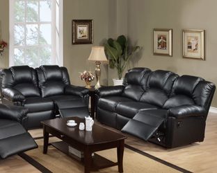 Black Recliner Sofa And Loveseat Set Brand New