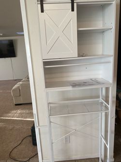 White Barn Door Bookcase with Shelves