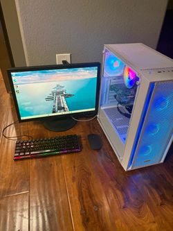 I3 gaming gtx computer tower with monitor and accessories
