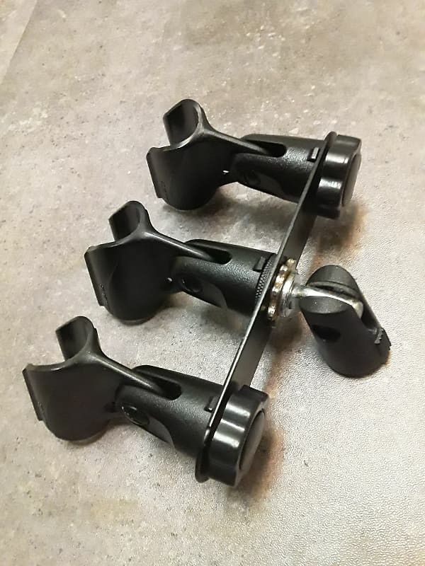 Shure Fully Adjustable Triple Microphone Stand Mount with 3 Mic Clips - Fits SM57, SM58 & More