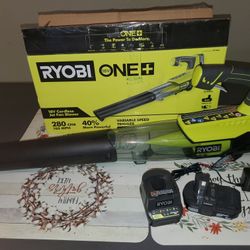 RYOBIONE+ 18V 100 MPH 280 CFM Cordless Battery Variable-Speed Jet Fan Leaf Blower with 2.0 Ah Battery and Charger