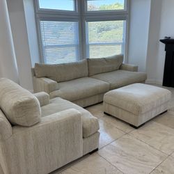 Lee Industries Sofa Set – Chair + Ottoman – Feather Down – $600