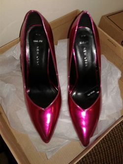 asos pink metallic heels.