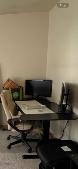 Black Standing Desk with Monitors