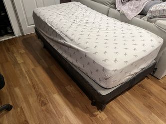 Like New Twin Bed with Mattress, Box Spring And Metal Bed Frame