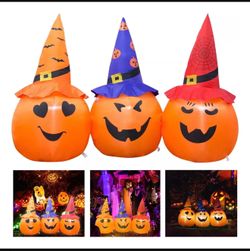 3combo 5ft Halloween Inflable Calabaza Exteriores Gorro Led