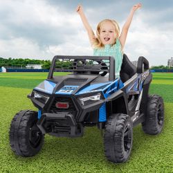 12-Volt Kids Electric Car Ride On UTV Battery Powered Truck with Music/LED Lights, Blue