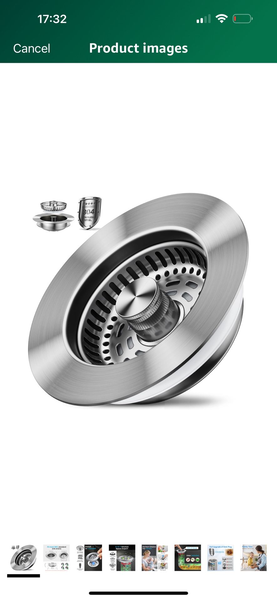 Brand New 1S-Install Upgraded 3 in 1 Stainless Steel Kitchen Sink Strainer & Stopper – Pop-Up Fast Drain, Anti-Clog Basket & Deodorizing Cover