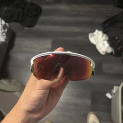 Oakley Sphaera Sunglasses — White Frame / Red Lenses 