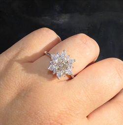 1.2ct Moissanite Diamond Cluster Halo Ring