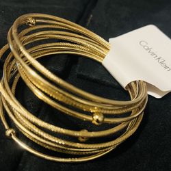 Calvin Klein Bangle Set (10 Pcs) New Gold Color