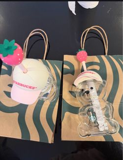 Starbucks Bearista Pink Bear Glass Tumbler