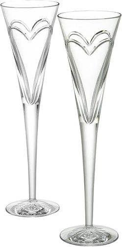 Waterford CRYSTALS-WISHES ,LOVE AND ROMANCE TOASTING FLUTES ,PAIR