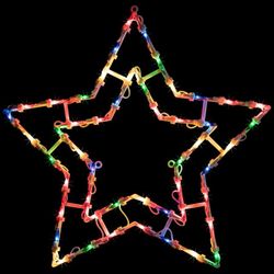 Lighted Star Christmas Window Silhouette Decoration - 16" - Multicolor Lights
