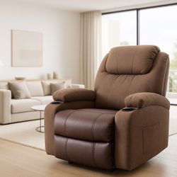 New Modern Recliners Chairs Sofas with Massage Function with Huge Headrest and Thick Armrest, living room Bedroom furniture Fabric&Faux Leather   New 