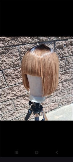 Bob Wig with Bangs Ombre Brown