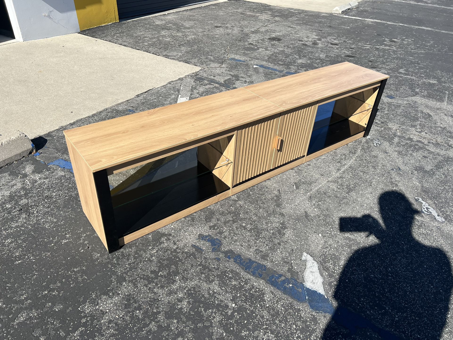 Modern 80” TV Stand / Display Cabinet – Glass Shelves & Storage!