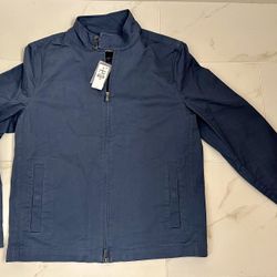 Men’s Blue Stretch Modern Chino Bomber Suit Jacket