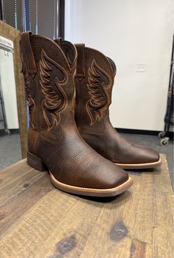 Ariat Brown Leather Western Cowboy Boots Square Toe Size 10.5EE