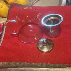Glass Flower Tea Pot with Stainless Steel Lid and infuser 