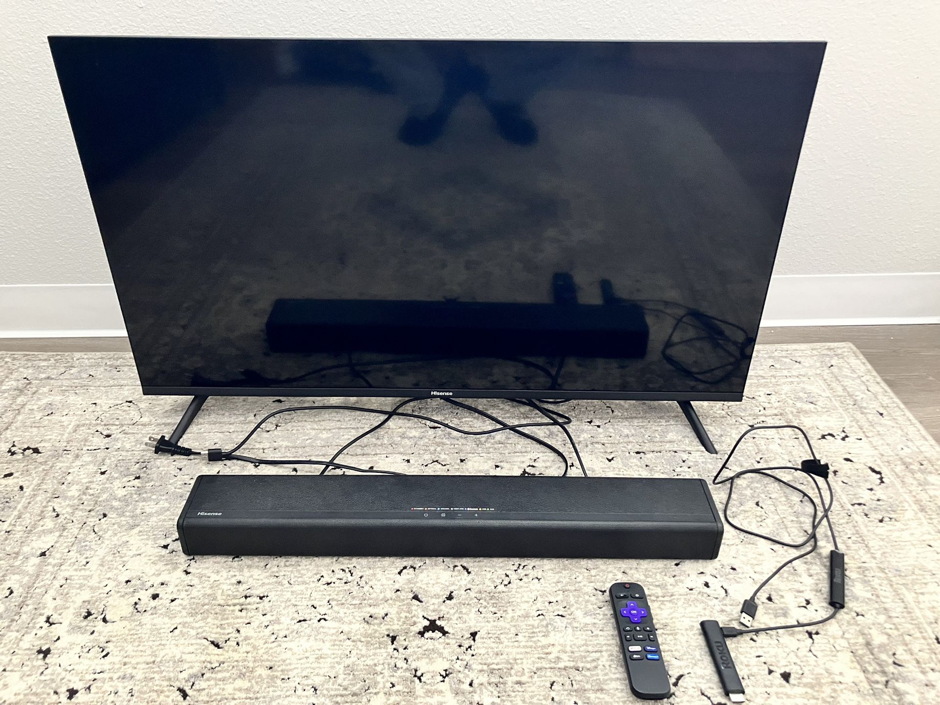 Like New TV + Sound bar + Roku TV Stick And Remote
