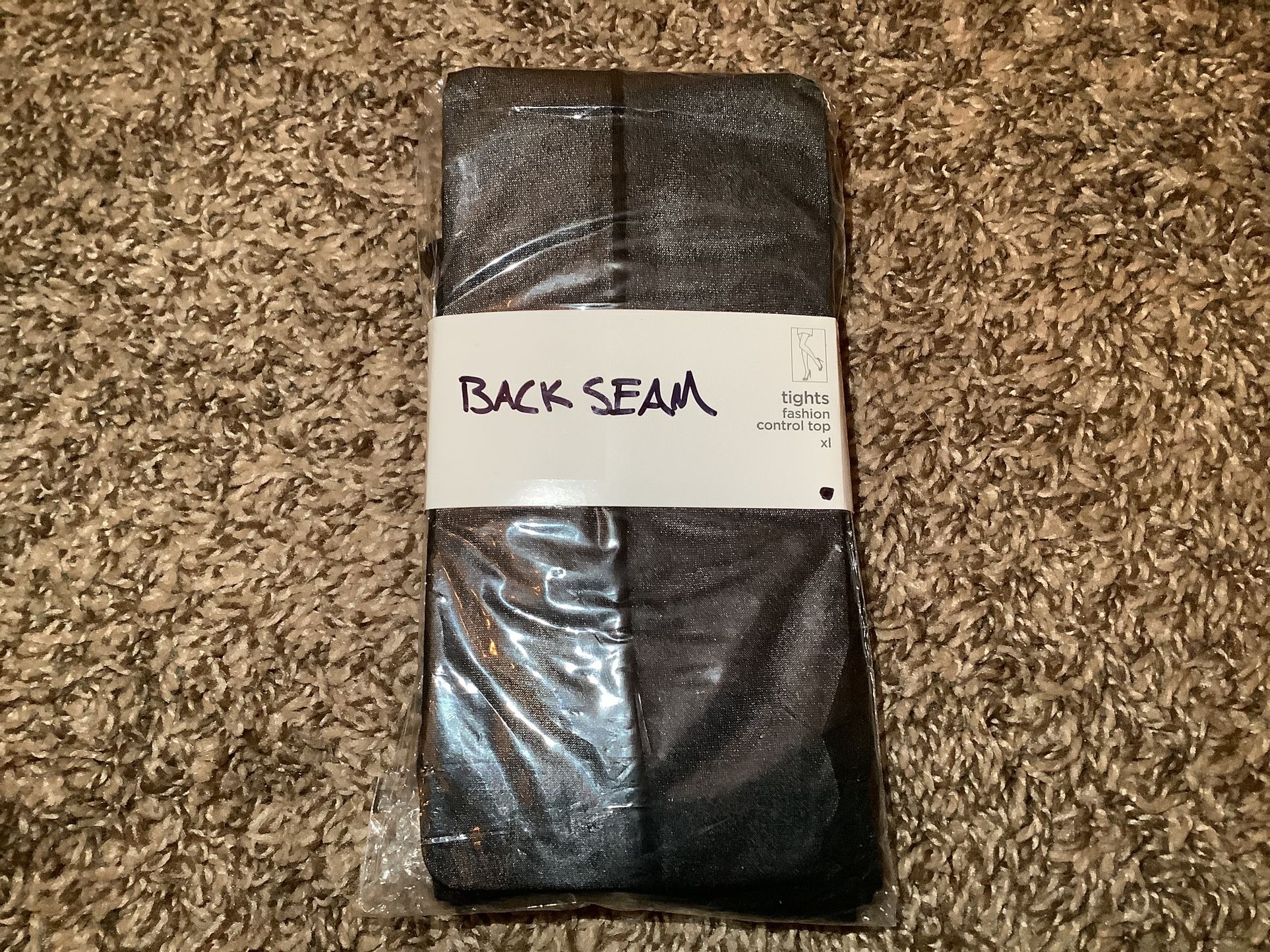 JC Penney control top & back seam tights, color black, size: XL
