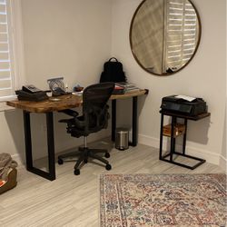 Real Wooden Desk And Printer Stand For Sale