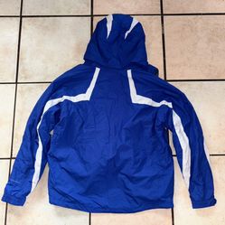 Columbia Omni-Tech Waterproof Ski Jacket Blue White Men’s XL Snowboarding Coat