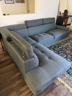 Large Sectional Couch with Adjustable Headrests