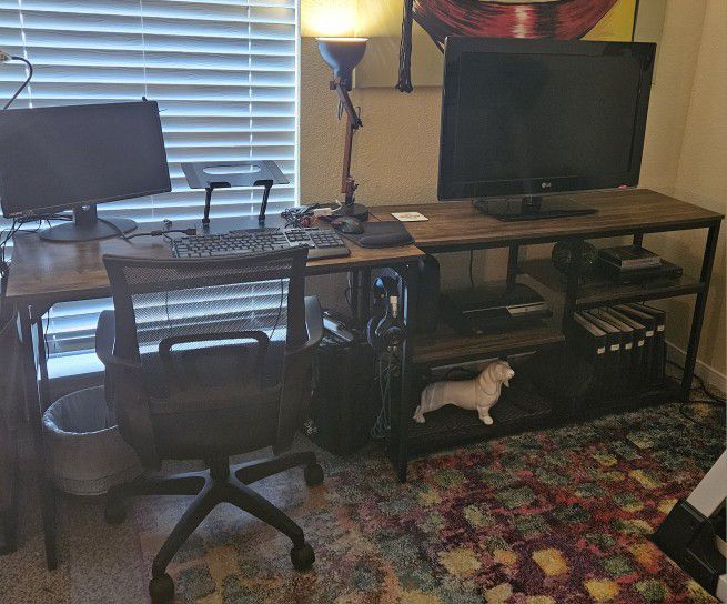 Computer Desk, Chair, and TV Stand