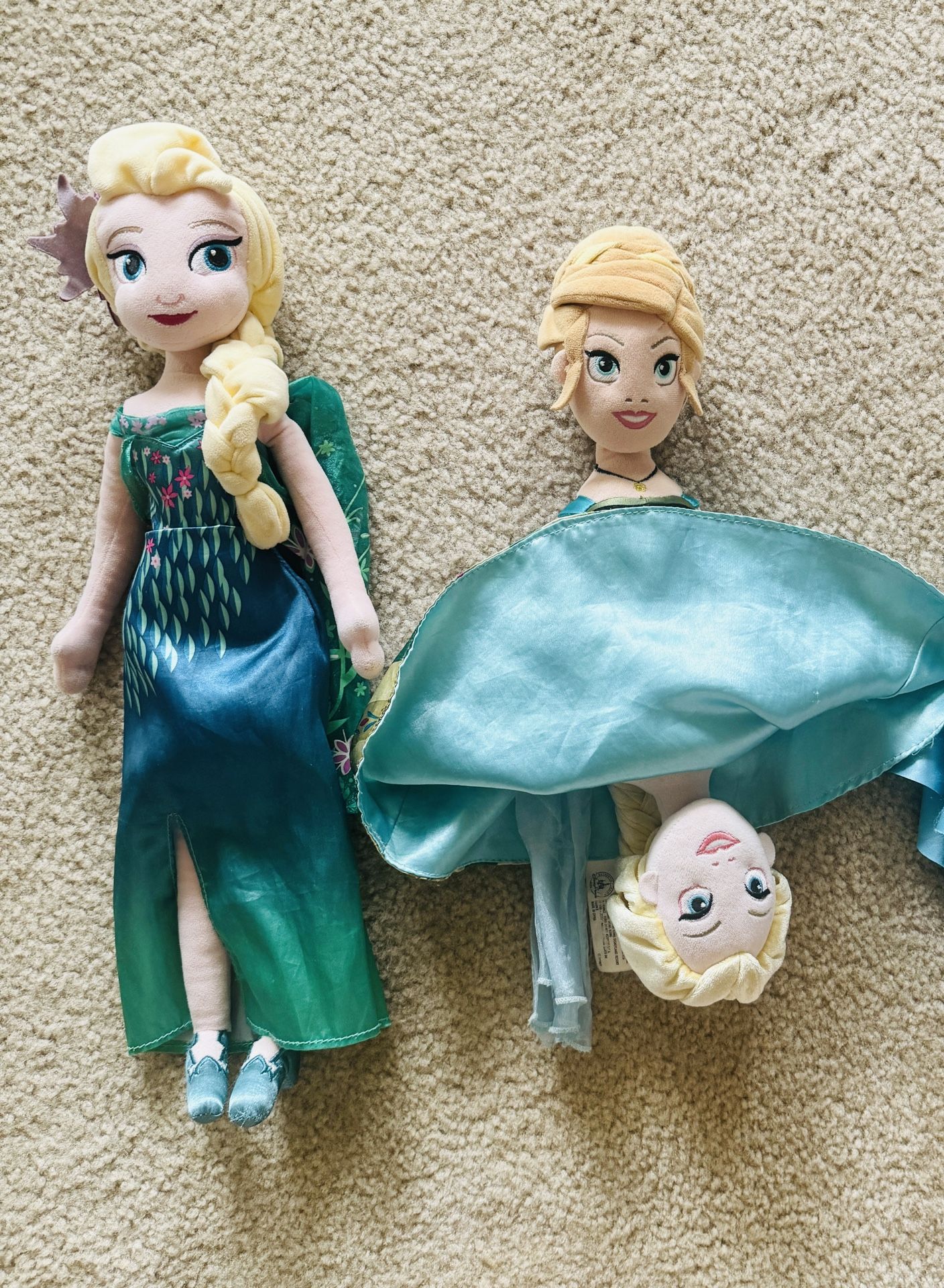 10” Disney Frozen Fever Elsa Anna princess flip-doll plush dolls
