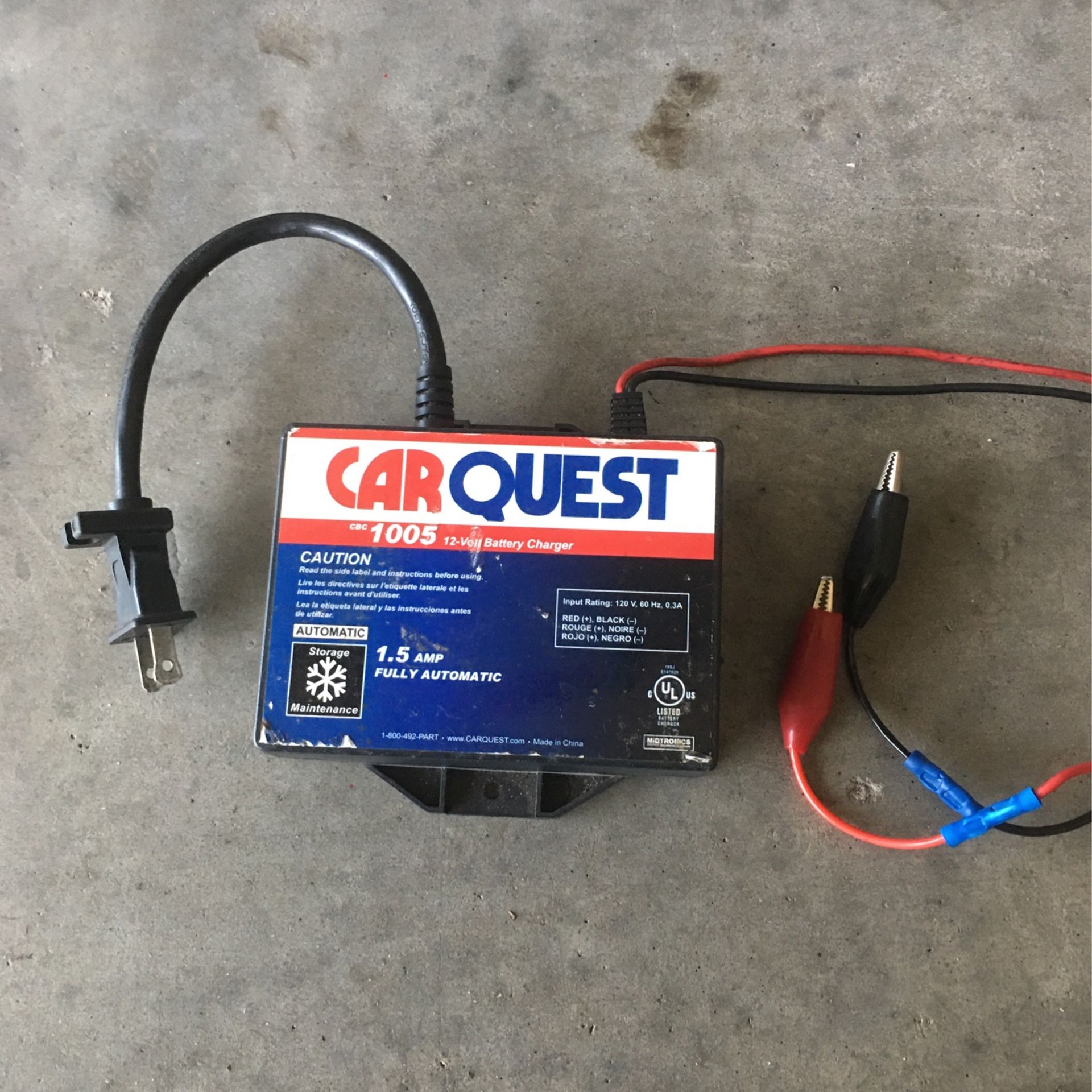 Car Quest Automatic Battery Charger Volts 1.5 Amp Ideal For Car Battery Or Tractor Rider That Cut The Grass