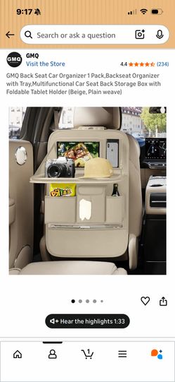 Backseat organizer with tray