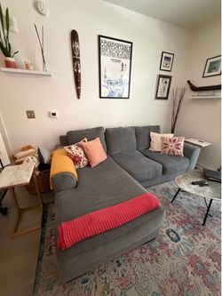 Gray/Blue Sectional Sofa with Chaise – Cozy & Stylish
