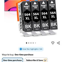 Smart Ink Compatible Ink Cartridge Replacement for HP 564XL 564 XL (4 Black Combo Pack) for Photosmart 6 7 7 7 6510 B2