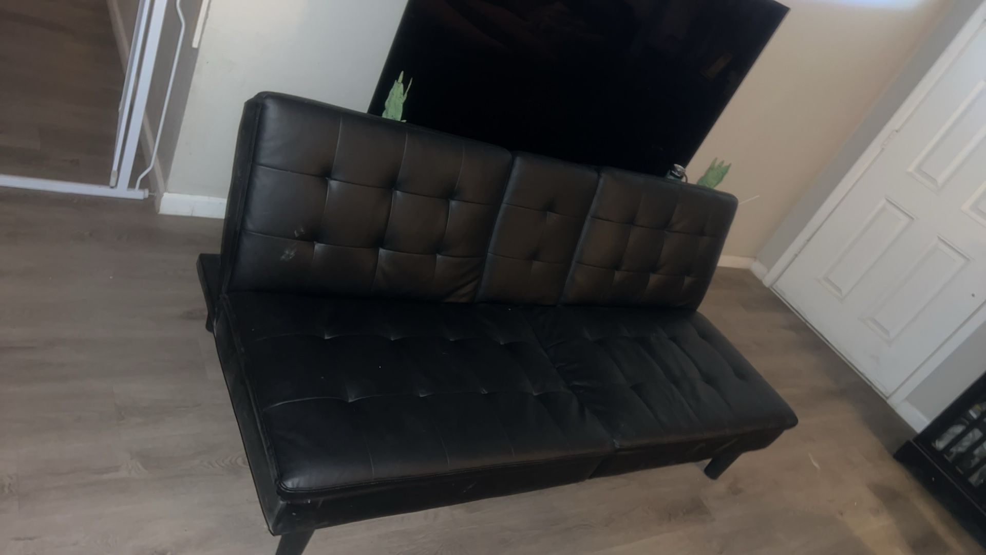 Leather Futon/ Couch with Arm Rest