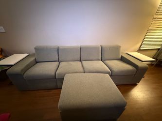 Home Reserve Ray Maltese Ash Water Resistant- Gray Couch with ottoman and  2 side tables