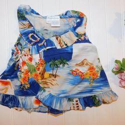 Vtg Baby Girls 9 Months Ralph Lauren Hawaiian Tropical Ruffle Shirt Vintage 