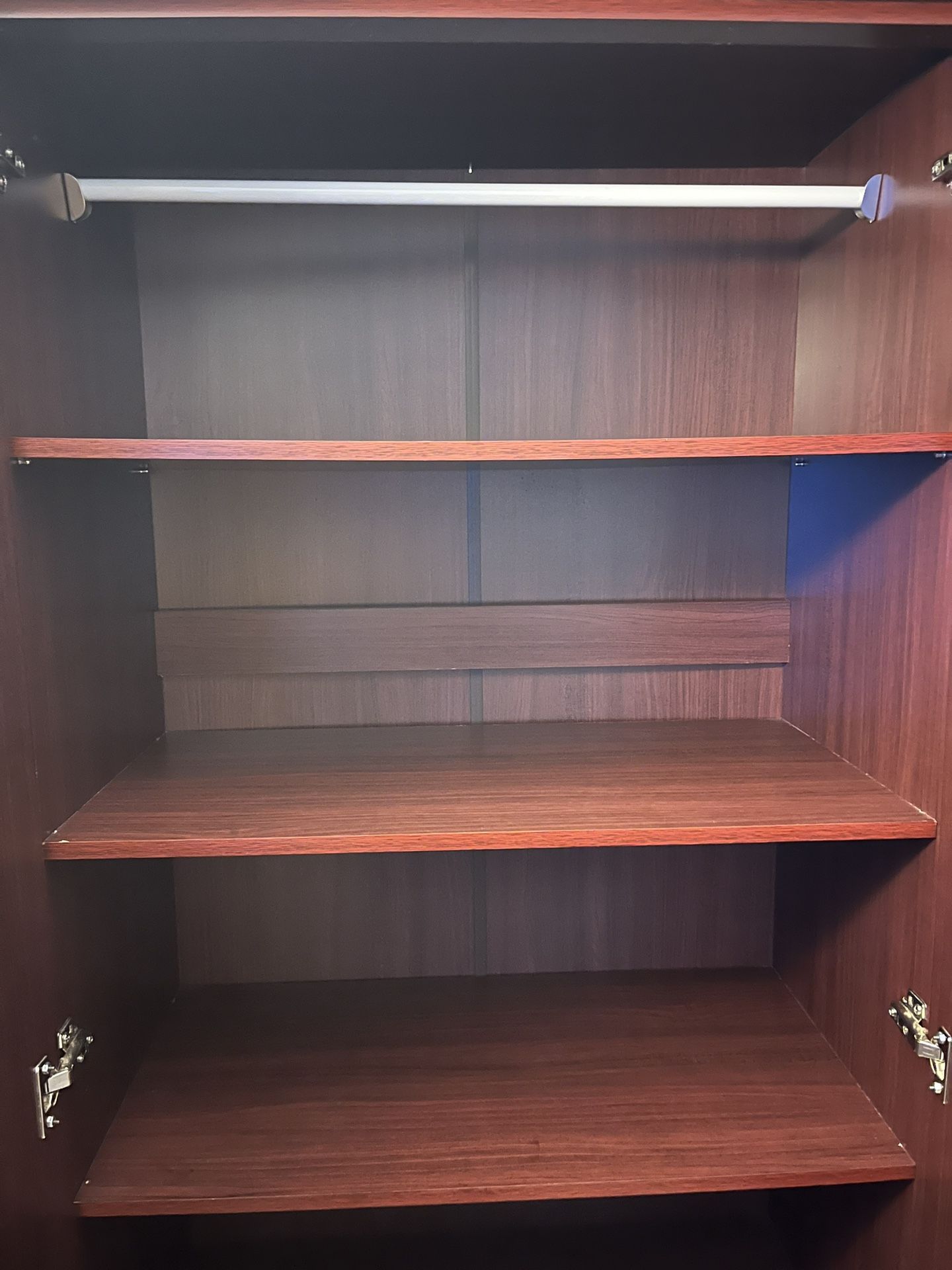 2 Door Wardrobe Armoire with Adjustable Shelves, Mahogany.