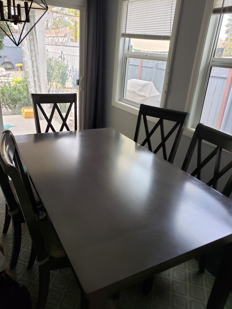 $3,000 furniture from Macy's in great condition! Gray/brown dining room table with 6 chairs plus bonus bench!